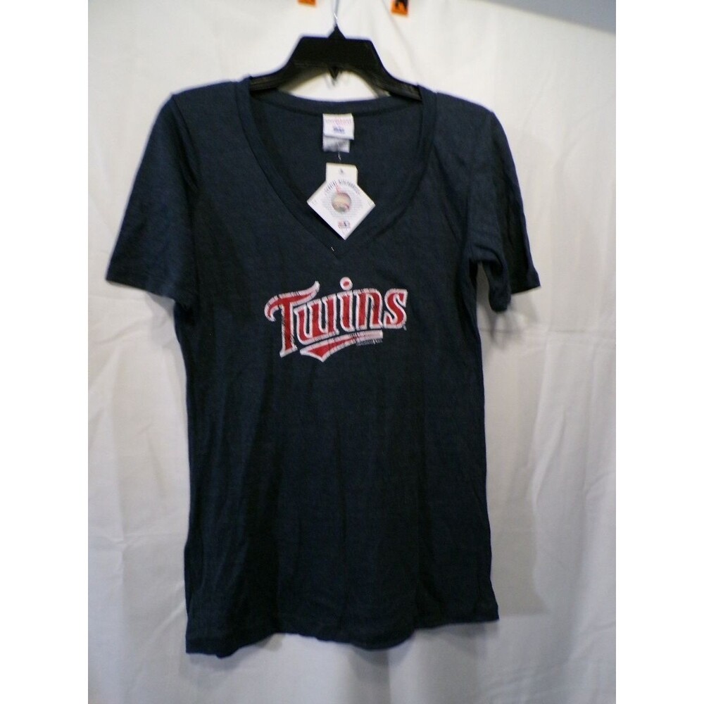 Women's Minnesota Twins Navy V-Neck T-Shirt Large